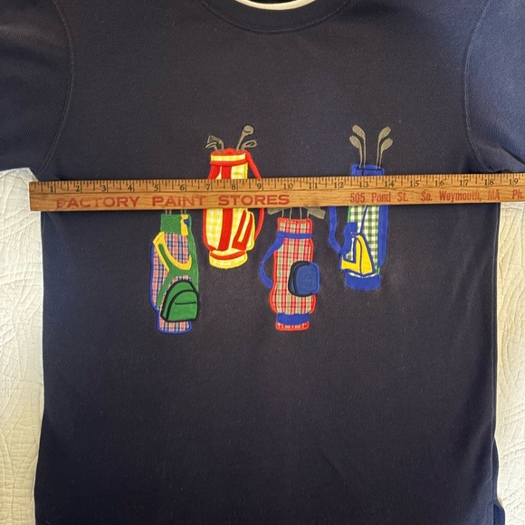 Preppy Navy Golf Print Vintage Shirt Small - Picture 3 of 5